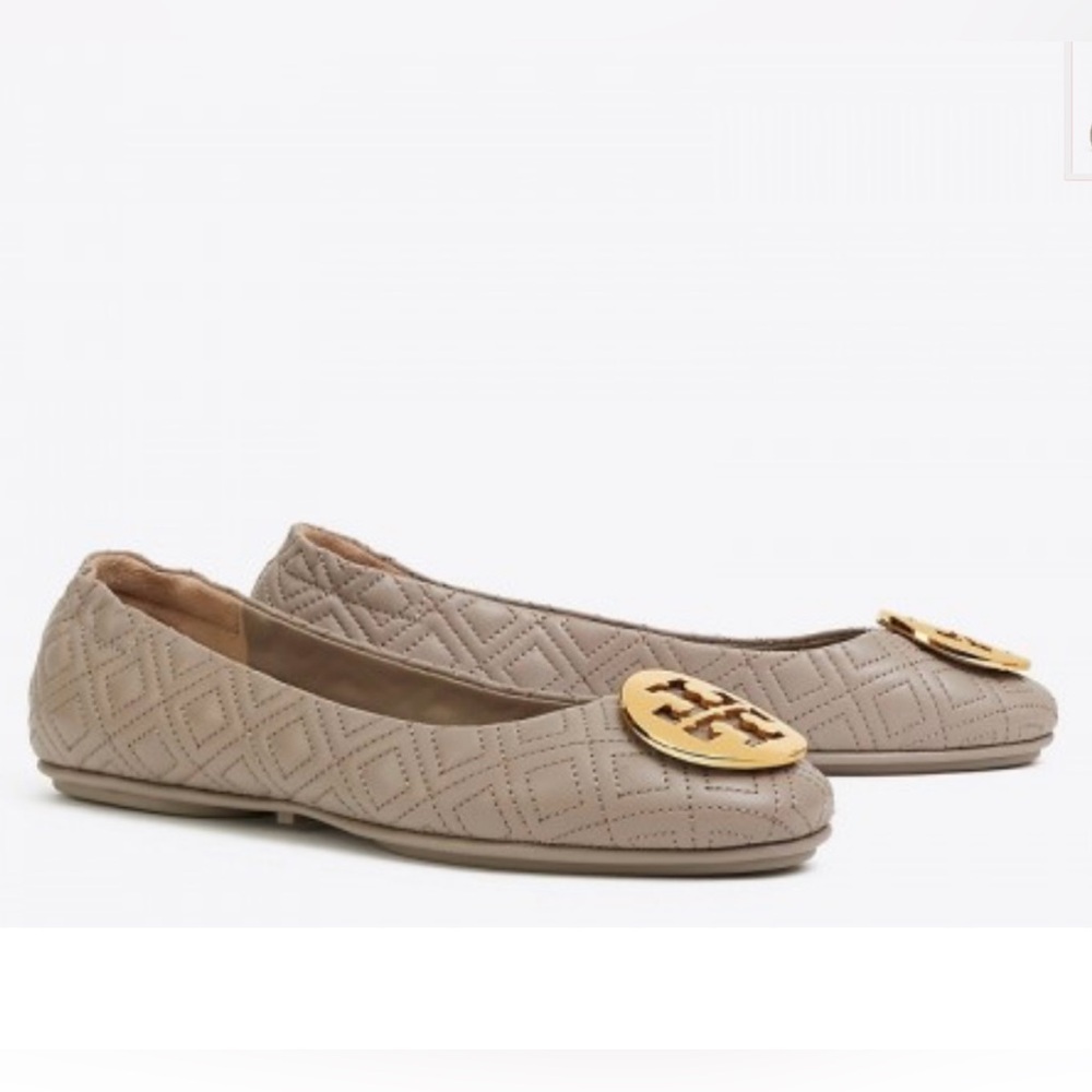 Tory Burch Women's Minnie Quilted Ballet Flats color Dust Storm Size 9